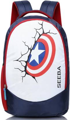 SEEBA Stylish Designer Caption America Unisex Waterproof School Bag-Collage Bag वाटरप्रूफ स्कूल बैग