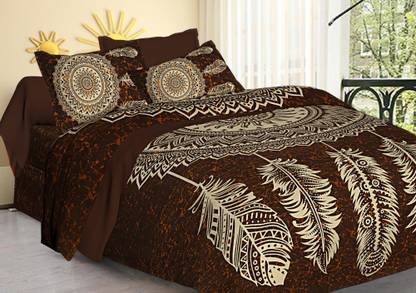 Depox 150 TC Cotton King Jaipuri Prints Flat Bedsheet