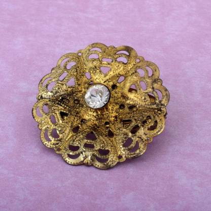 Dzinetrendz Gold plated, Antique look, flower shape Saree Dupatta pin broach Women Girls Brooch  (Gold)