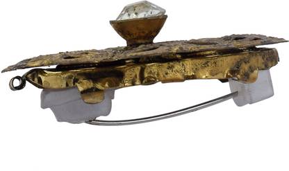 Dzinetrendz Gold plated, Antique look, flower shape Saree Dupatta pin broach Women Girls Brooch  (Gold)