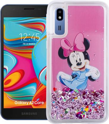 GBAKS Back Cover for Samsung Galaxy A2 Core, {FULLY GLITTER AND LIQUID WITH PRINTED CUTE CARTOON IN THE MIDDLE}
