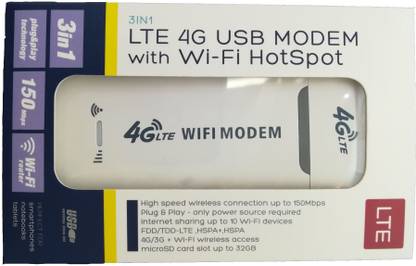 Singtronics High Speed 150 mbps Wifi MicroSD 4G/LTE/3G Wi-Fi Dongle 150 Mbps Data Card ,Calls not Supported