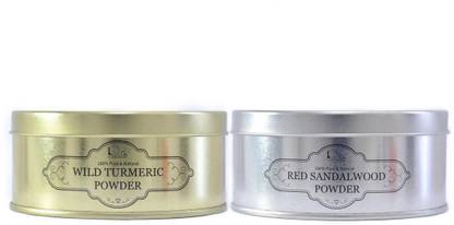 looms & weaves Combo Herbal Face Pack - 100 gm Ayurvedi Natural Wild Turmeric & 100 gm Red Sandal Wood Powder - 2 - (Set of 1)