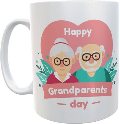 DEVYAI Happy Grandparents Day Quote Printed Ceramic (325 ML)DIGPNM27 Ceramic Coffee Mug