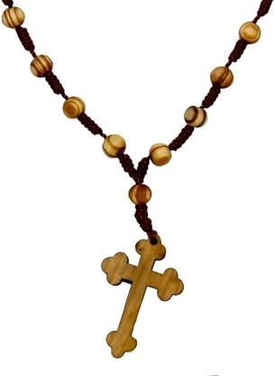 MissMister Wooden, Striped English Teak Wood Colour, Christian Christ Jesus Wood Locket