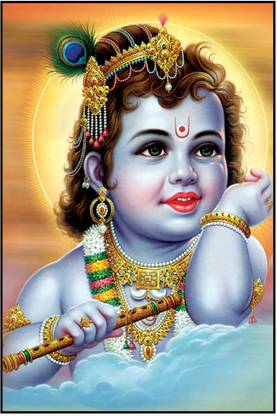 Devotional Poster Of Shree Krishna Paper Print