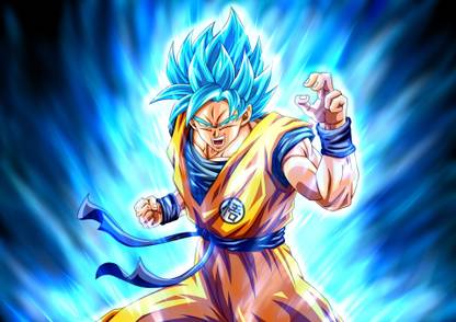 blue goku form sticker poster|dragon ball z poster|anime poster|size:12x18 inch|multicolor Paper Print