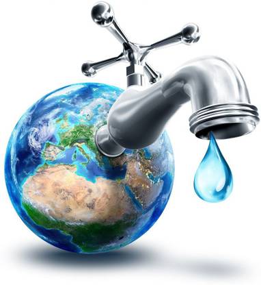 tap with water drop sticker poster|save water quotes|environment Paper Print