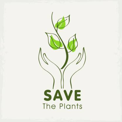 green save the plants sticker poster|save water quotes|environment poster|slogans|size:12x18 inch|multicolor Paper Print