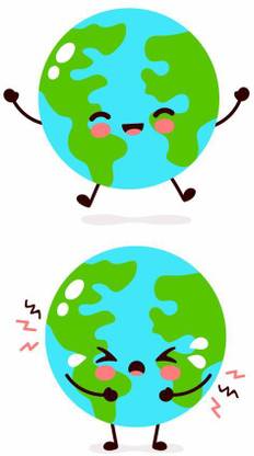 Cute sad cry and happy Earth sticker poster|save water quotes Paper Print