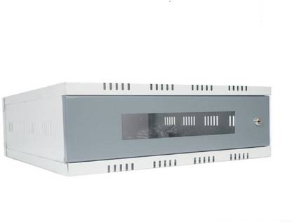 Welkar 2U Rack - DVR/NVR/Server/Network Rack with 3 Power Socket Plug Surge Protector Metal Cabinet Box - Wall Mount Iron Wall Shelf