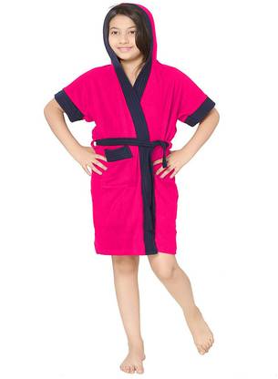Poorak Pink Black Large Bath Robe