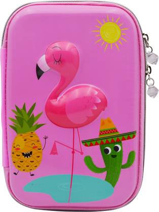 MINAAR Designer Multipurpose (Stationery) Pencil Box , 4D Flamingo Print Art EVA Pencil Box