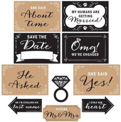 Theme My Party Engagement party props photo shoot props set for couple pack of 10 Photo Booth Board