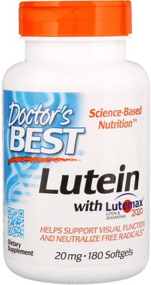 Doctor's Best Lutein With Lutemax 2020, 20 mg, 180 Softgels