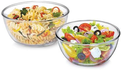 Homeleven Glass Serving Bowl Mixing and Serving Glass Bowl Container Set Combo - 650 ML