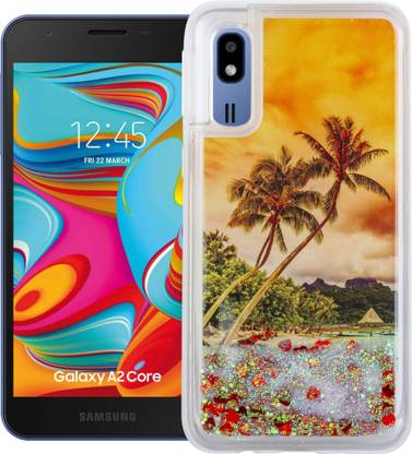 KBAGS Back Cover for Samsung Galaxy A2 Core, {Fully Glitter and Liquid with Printed Paris & CAR in The Middle}