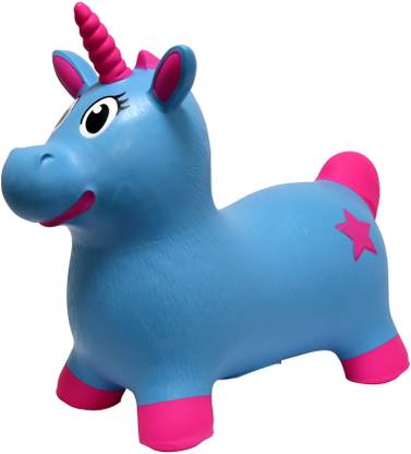 MegaFun USA JumPets Bouncer Luna the Unicorn (Blue) Inflatable Hoppers & Bouncer