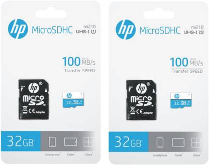 HP MICROSDHC MI210 UHS-I 32GB MICROSDHC 32GB 100MB/S TRANSFER SPEED 32 GB MicroSDHC Class 10 100 MB/s  Memory Card Compatible with Camera, Tablet, Mobile