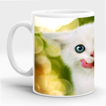 bestofbest White Cat Theme Printed Ceramic Coffee - 350Ml Ceramic Coffee Mug