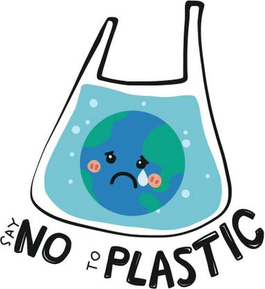 say no to plastic bags |save environment|NO plastic|save earth|multicolor Paper Print