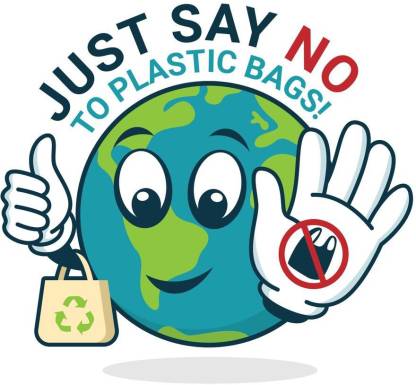 say no to plastic bags |save environment|NO plastic|save earth|multicolor Paper Print