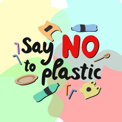 say no to plastic sticker poster|save environment|NO plastic|save earth|size:12x18 inch|multicolor Paper Print