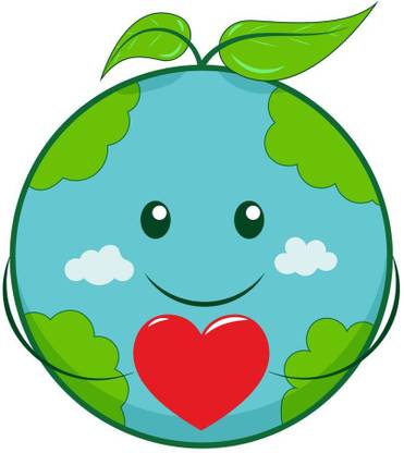 cute cartoon Earth sticker poster|save earth|save nature|globar warming|multicolor Paper Print