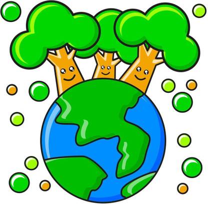 cute tree go green sticker poster|save earth|save nature|globar warming|multicolor Paper Print