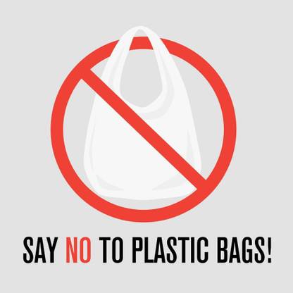 say no to plastic bags sticker poster|save environment|NO plastic|save earth|multicolor Paper Print