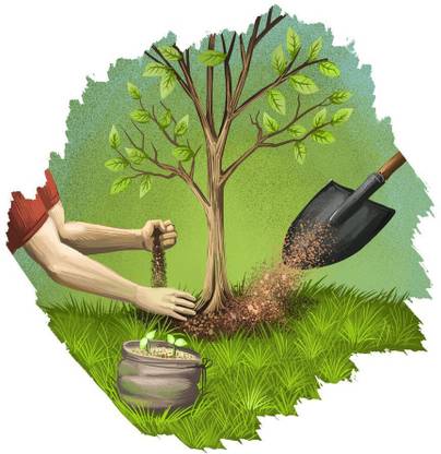human planting new tree sticker poster|save earth|save nature| Paper Print