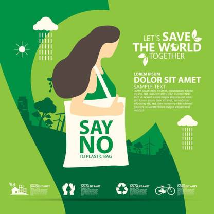 say no to plastic |save environment|NO plastic|save earth|multicolor Paper Print