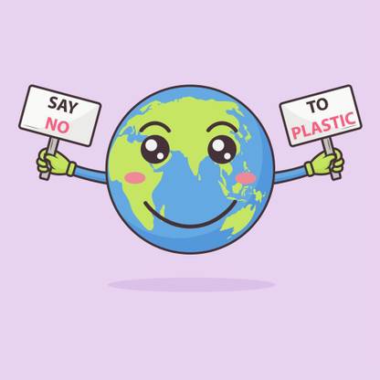 say no to plastic sticker poster|save environment|NO plastic|save earth|multicolor Paper Print