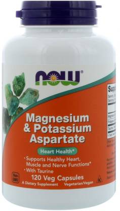 Now Foods Magnesium & Potassium Aspartate, 120 Capsules