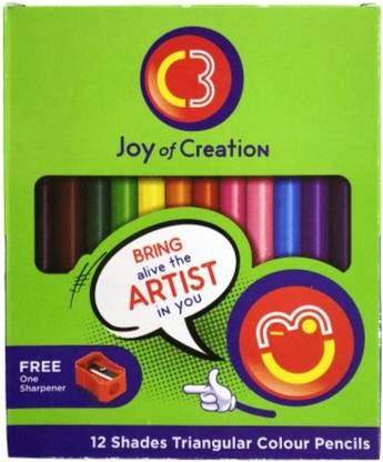 C3 Joy of Creation 12 Shades Triangular Shaped Color Pencils