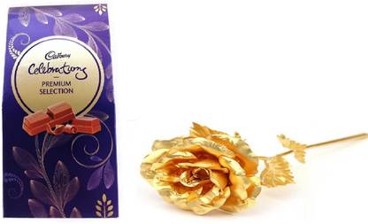 Cadbury Premium Gift Pack Chocolates With Golden Rose Combo