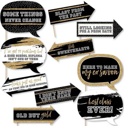 Theme My Party Funny Reunited - School Class Reunion Party Photo Booth Props Kit - 10 Piece Photo Booth Board