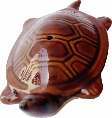 VibeX ™Tortoise Ceramic Earthen, Turtle, Tairane wala Kachhua Decorative Showpiece  -  6 cm