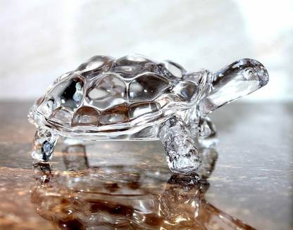 VibeX ™Crystal Glass Turtle Tortoise for Feng Shui and vastu Shastra Decorative Showpiece  -  5 cm