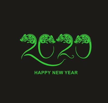 DreamKraft 20 cm Glow in Dark Happy New Year 2020 Radium Sticker Glow in the Dark Sticker