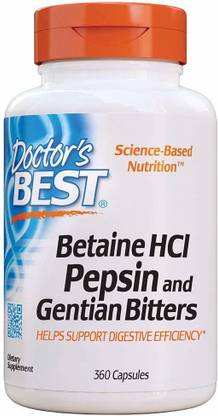 Doctor's Best Betaine HCl Pepsin & Gentian Bitters 360 Capsules