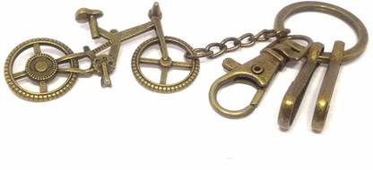 BORING Gold Chrome Plated Retro Cycle Bike Bicycle Key Chain Ring Key Chain