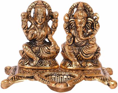 SBBCO Metal Laxmi Ganesha Showpiece Deepak ( Diya ) For Home decor , Home Temple Decorative Showpiece  -  14 cm