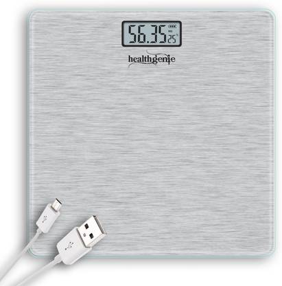 Healthgenie Rechargeable Digital Personal Scale for Human Body with Room Temperature Display Weighing Scale