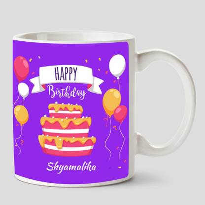 CHANAKYA Happy Birthday Shyamalika Ceramic Name White Coffee Ceramic Coffee Mug