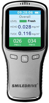 Smiledrive Portable Air Quality Pollution Meter with Color Graphic Display-Check PM 2.5/10, TVOC & HCHO levels for Indoor Outdoor Use Digital Multimeter