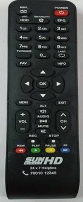 Sun Direct H Remote Controller Sun Direct Set Top Box HD ONLY Remote Controller