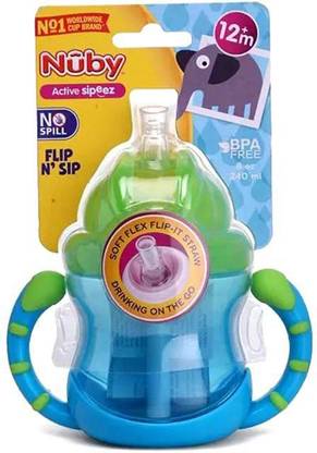 NUBY Flip N Sip Cup with Straw for your Child (Blue)