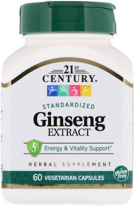 21st Century Ginseng Extract, Standardized, 60 Vegetarian Capsule