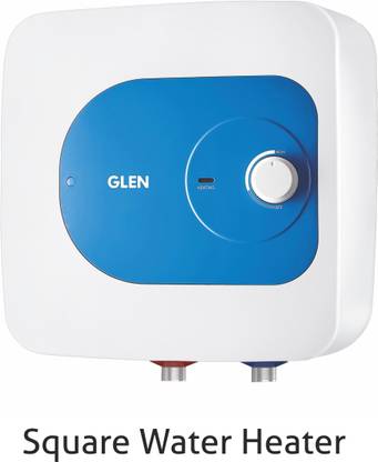 Glen 10 L Storage Water Geyser (7054 Square Water Heater 10 Ltr Mech, White, Blue)